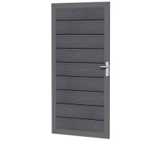 Composiet deur met houtmotief in aluminium frame 90 x 183 cm, antraciet. - afbeelding 1