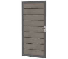 Composiet deur met houtmotief in aluminium frame 90 x 183 cm, grijs. - afbeelding 1