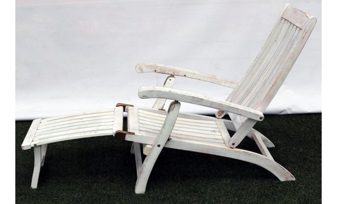 Deck chair acacia white wash - afbeelding 1