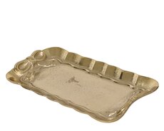 Decobord aluminium gold with bows, goud, L 26 cm x B 13 cm x H 2 cm