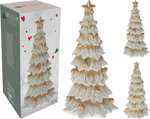 denneboom creme 10x10x22cm, per stuk - afbeelding 1