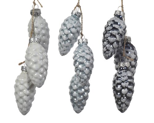 Dennenappel glas 3kl.ass, assortie, Ø 3 cm x H 6 cm, keuze uit 1 stuks