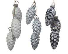 Dennenappel glas 3kl.ass, assortie, Ø 3 cm x H 6 cm, keuze uit 1 stuks
