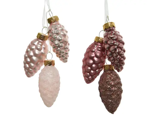 Dennenappel glas enamel,matt,glitter mix