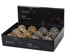 Dennenappel glas silver inside shiny color w gold glitter all over, assortie, Ø 8 cm x H 10 cm, keuz - afbeelding 2