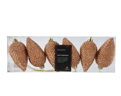 Dennenappel polystyreen glitter, brandy, Ø 4,5 cm x H 8 cm