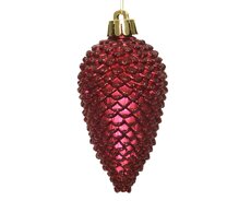Dennenappel polystyreen glitter, ossenbloed, Ø 4,5 cm x H 8 cm - afbeelding 2