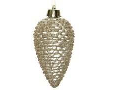 Dennenappel polystyreen glitter, parel, Ø 4,5 cm x H 8 cm - afbeelding 2