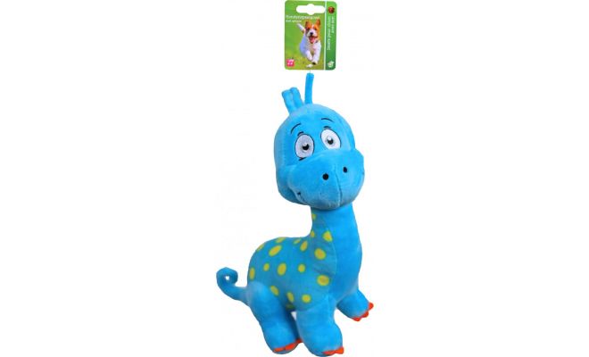 Dino pluche 25cm blauw met piep