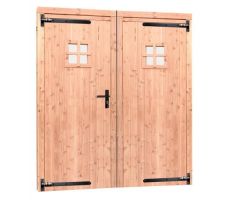 Douglas dubbele 1-ruits deur inclusief kozijn, 168 x 201 cm, onbehandeld. - afbeelding 1