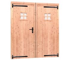 Douglas dubbele 1-ruits deur inclusief kozijn, 168 x 201 cm, onbehandeld. - afbeelding 2