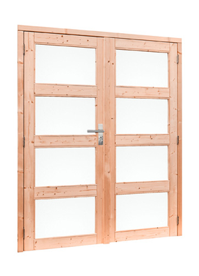 Douglas dubbele 4-ruits deur inclusief kozijn, 168 x 201 cm, kleurloos geïmpregneerd. - afbeelding 1