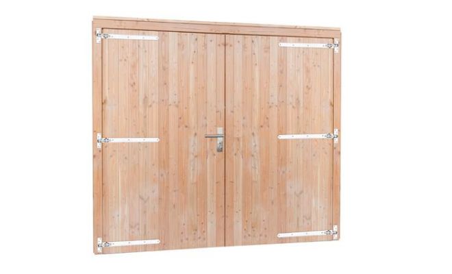 Douglas dubbele deur inclusief kozijn extra breed en hoog, 255 x 209 cm, onbehandeld. - afbeelding 1