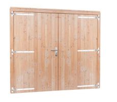 Douglas dubbele deur inclusief kozijn extra breed en hoog, 255 x 209 cm, onbehandeld. - afbeelding 1