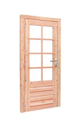 Douglas enkele 8-ruits deur inclusief kozijn, rechtsdraaiend, 90 x 201 cm, onbehandeld. - afbeelding 1