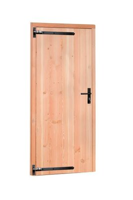 Douglas enkele deur met zwart beslag inclusief kozijn, linksdraaiend, 90 x 201 cm, groen geïmpregnee