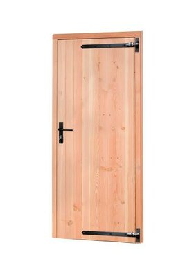 Douglas enkele deur met zwart beslag inclusief kozijn, rechtsdraaiend, 90 x 201 cm, kleurloos geïmpr