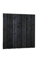 Douglas fijnbezaagd plankenscherm 15-planks 19 mm, 180 x 180 cm, zwart gedompeld.