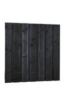 Douglas fijnbezaagd plankenscherm 15-planks 19 mm, 180 x 180 cm, zwart gedompeld.