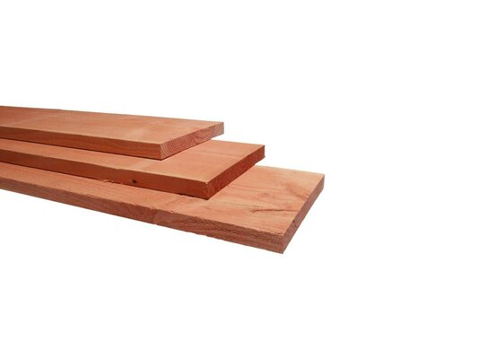 Douglas fijnbezaagde plank 2,2 x 20 x 500 cm, groen geïmpregneerd.