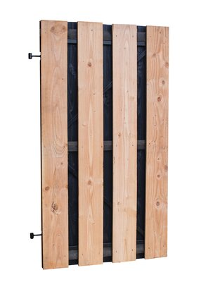 Douglas fijnbezaagde plankendeur met zwarte binnenzijde, op zwart verstelbaar frame, 100 x 180 cm, z