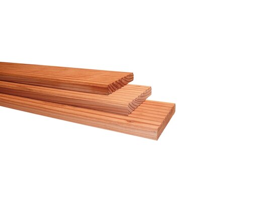 Douglas geschaafd dekdeel, 1 zijde grof, 1 zijde fijn profiel, 2,4 x 13,8 x 400 cm, groen geïmpregne