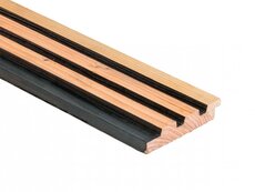 Douglas geschaafd triple profiel 2,5 X 14 X 400 cm, zwart/onbehandeld.