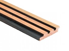 Douglas geschaafd triple profiel met afgeschaafde voorzijde 2,5 X 14 X 500 cm, zwart gespoten.