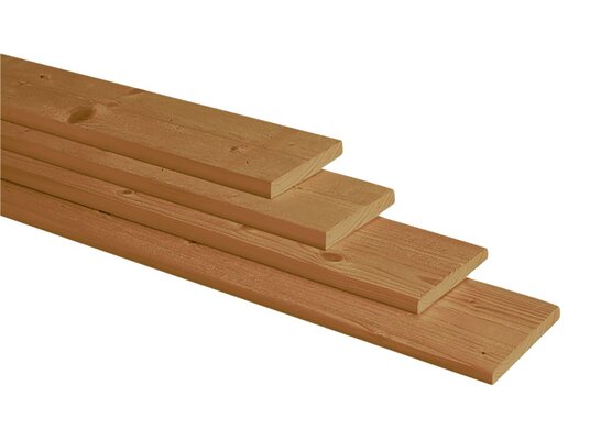 Douglas geschaafde plank 1,6 x 14 x 300 cm, groen geïmpregneerd.