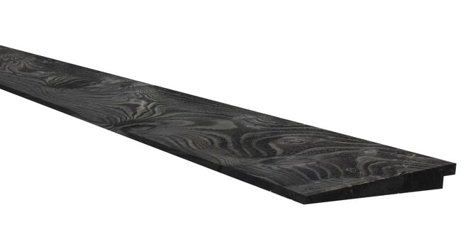 Douglas Zweeds rabat 1 zijde geschaafd, 1 zijde fijnbezaagd 1,1-2,7 x 19,5 x 500 cm, zwart gespoten.