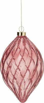 druppel hangdeco led 21 cm burgundy - afbeelding 1