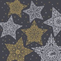 DUNI Servet L 33 B 33cm snowstars black 20st - afbeelding 2