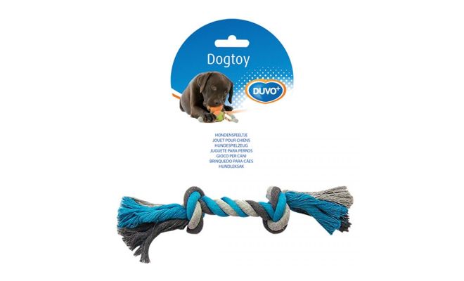 DUVO+ Knoop katoen 20cm 50g blauw/grijs