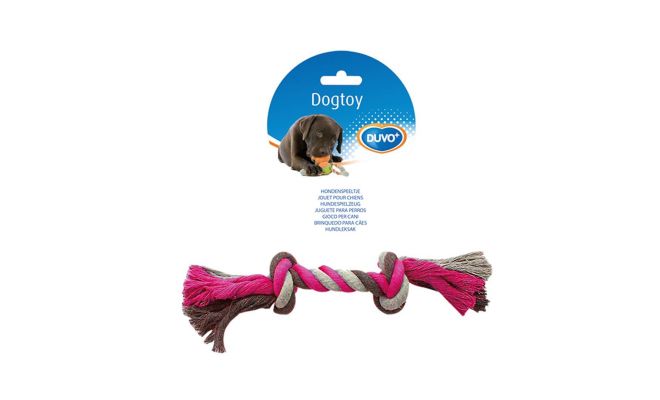 DUVO+ Knoop katoen 20cm roze/grijs/bruin - afbeelding 1