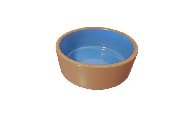 Eetbak steen 15cm beige/blauw - afbeelding 1