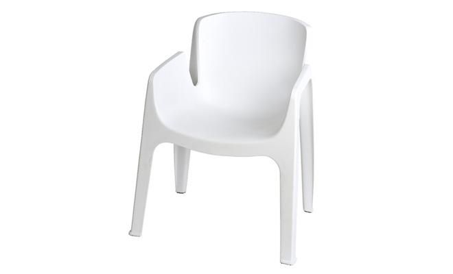 Eettafel stoel plastic stapelbaar wit - afbeelding 1
