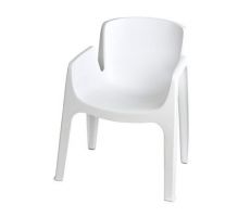 Eettafel stoel plastic stapelbaar wit - afbeelding 1