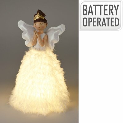 engel met led 22x36cm wit - afbeelding 1