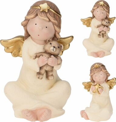 engel zittend goud 20x16x32cm, per stuk - afbeelding 1
