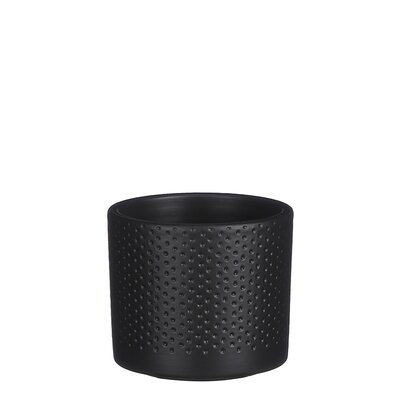 Era pot rond zwart mat relief - H9 x Ø10 cm - afbeelding 1