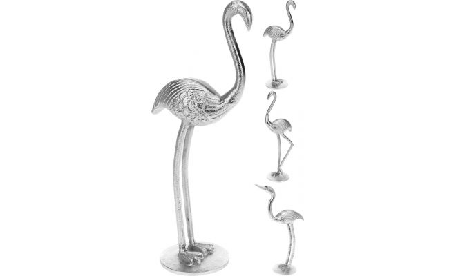 Flamingo, aluminium, zilver, 42 cm, meerdere variaties - afbeelding 1