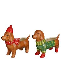 Funny pot hond rood groen 2 assorti - l20,5xb7,5xh17,5cm