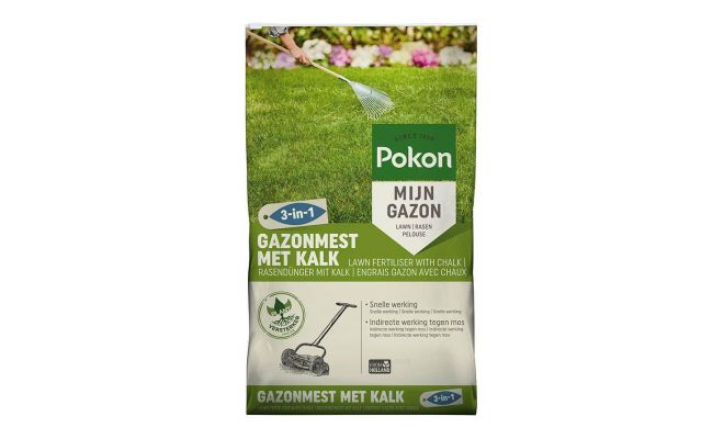 Gazonmest met kalk, Pokon, 15m2, 3in1