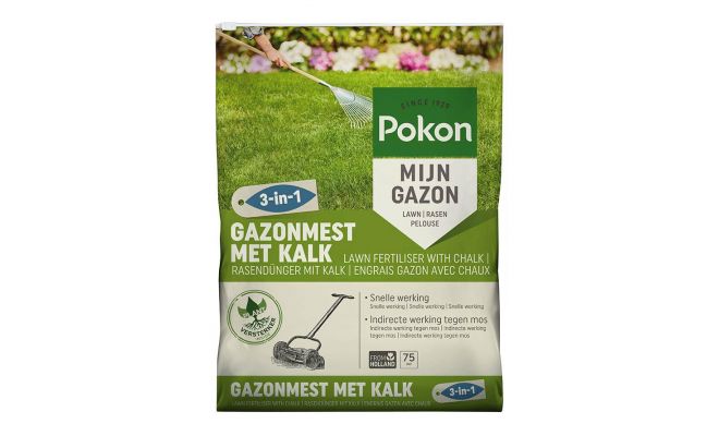 Gazonmest met kalk, Pokon, 75m2, 3in1