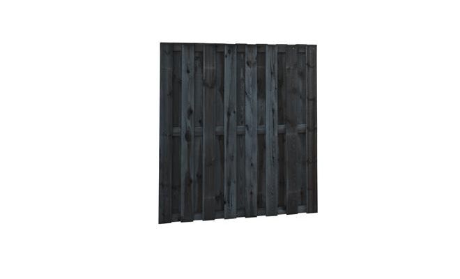 Grenen geschaafd plankenscherm 18-planks 15 mm, 180 x 180 cm, recht, zwart gedompeld. - afbeelding 1