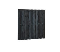 Grenen geschaafd plankenscherm 18-planks 15 mm, 180 x 180 cm, recht, zwart gedompeld. - afbeelding 1