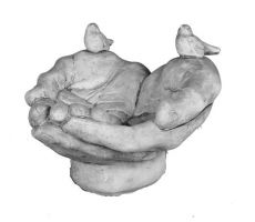 Gevouwen handen, beton, l 32 cm, b 21 cm, h 21 cm - afbeelding 2