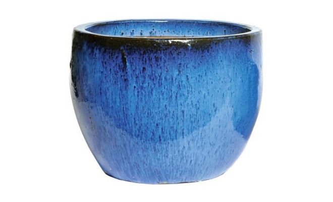 Glazed Egg Pot Blue D31H25 - afbeelding 1