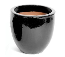 Glazed Egg Pot Shiny Black D41H33 - afbeelding 2