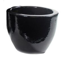 Glazed Egg Pot Shiny Black D41H33 - afbeelding 3